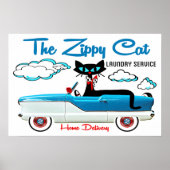 Atomic Black Sexton Style Cat Laundry Room Poster (Voorkant)