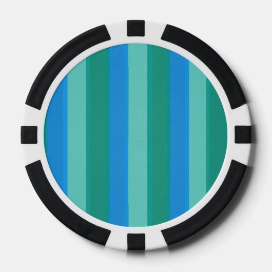 Atomic Blauwgroen & Turquoise Stripes Poker Chip (Voorkant)