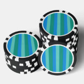 Atomic Blauwgroen & Turquoise Stripes Poker Chip (Opstapeling)
