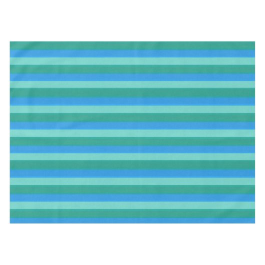 Atomic Blauwgroen & Turquoise Stripes Tablecloth Tafelkleed (Voorkant (Horizontaal))