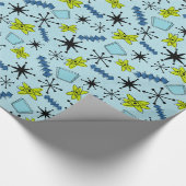 Atomic Blues en Groen op Blauwe Middelgrote Schaal Cadeaupapier (Hoek)