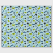 Atomic Blues en Groen op Blauwe Middelgrote Schaal Cadeaupapier (Vlak)