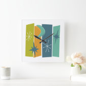 Atomic Boomerang Starburst Rechthoeken Mid Mod Vierkante Klok (Huis)