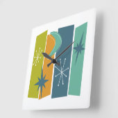 Atomic Boomerang Starburst Rechthoeken Mid Mod Vierkante Klok (Hoek)