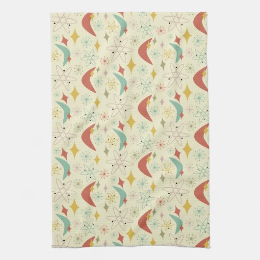 Atomic Boomerang Vuurwerk Zomer Midden Eeuw Theedoek (Verticaal)