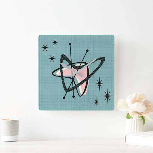 Atomic Boomerangs en Starbursts Vierkante Klok (Huis)