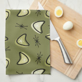 Atomic Boomerangs Starbursts Olijfgroen Theedoek (Quarter Fold)