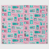 Atomic Cafe Midcentury Vakantiepostzegels, ook Cadeaupapier (Vlak)