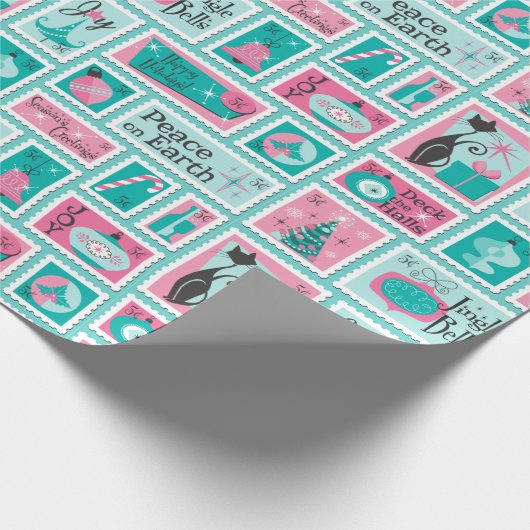 Atomic Cafe Mideeuw Holiday Stampen Cadeaupapier (Hoek)