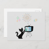 ATOMIC CAT- EN OUDE TV RETRO-BRIEFKAARTEN BRIEFKAART (Voorkant / Achterkant)