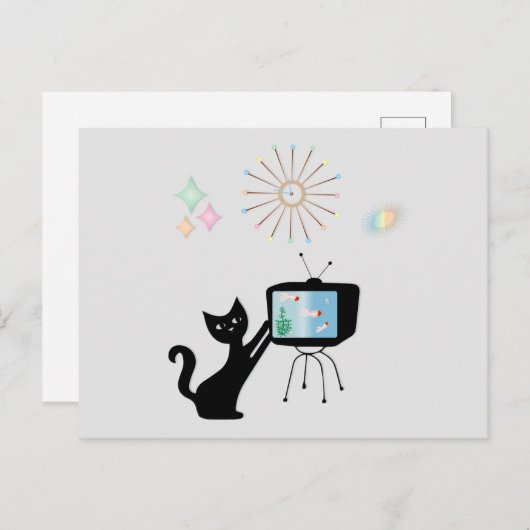 ATOMIC CAT- EN OUDE TV RETRO-BRIEFKAARTEN BRIEFKAART (Voorkant / Achterkant)