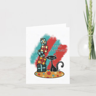 Atomic Cat met Cadeaus Kerst Kaart