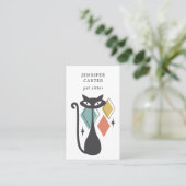 ATOMIC CAT MID CENTURY DIAMOND PET SITTER BLAUW VISITEKAARTJE (Staand voorkant)