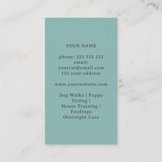 ATOMIC CAT MID CENTURY DIAMOND PET SITTER BLAUW VISITEKAARTJE (Achterkant)