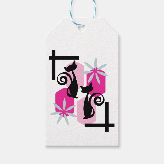 Atomic Cat Mid-Century Modern Retro Cool Gift Labe Cadeaulabel (Voorkant)
