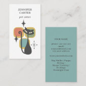 ATOMIC CAT MID CENTURY SQUARES HUISDIER SITTER BLA VISITEKAARTJE (Voorkant / Achterkant)