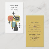 ATOMIC CAT MID CENTURY SQUARES PET SITTER GEEL VISITEKAARTJE (Voorkant / Achterkant)