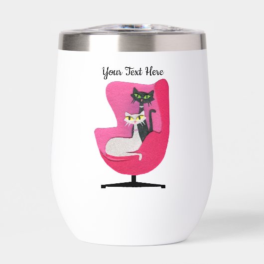 Atomic Cats Green Yellow Eyes Roze  Stoel (Voorkant)