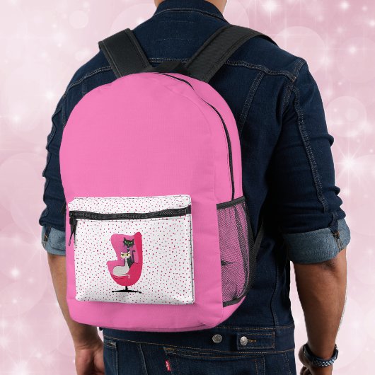 Atomic Cats in Roze Stoel Helder Roze Met Stippen Bedrukte Rugzak