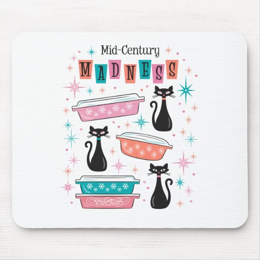 Atomic Cats Mid-Century Starburst Pyrex Muismat (Voorkant)