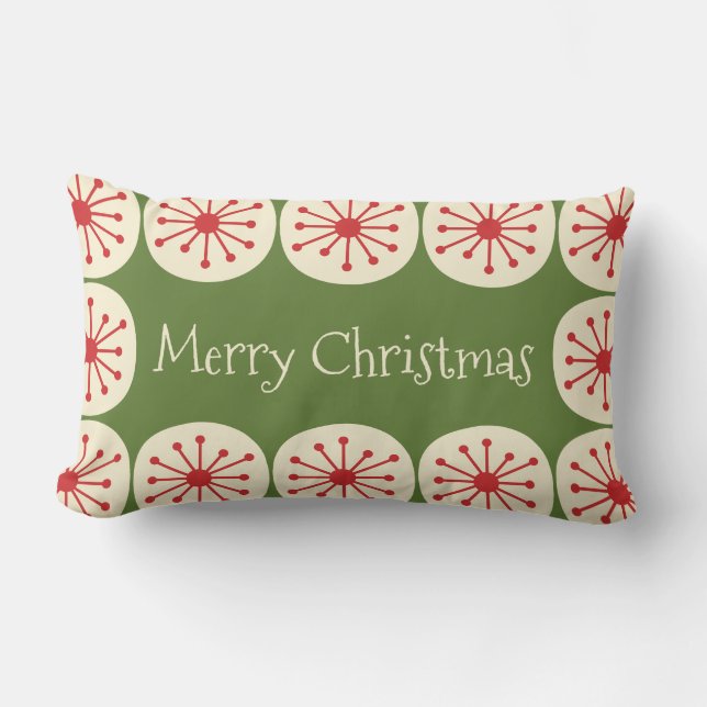 Atomic Christmas Retro Mid Century Vrolijk Kerstfe Kussen (Voorkant)