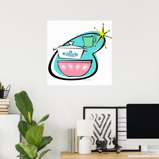 Atomic Cookware Design Poster (Thuiskantoor)