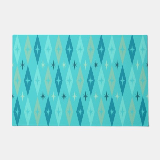 Atomic Diamonds Stars Turquoise uit 1950 Deurmat (Voorkant)