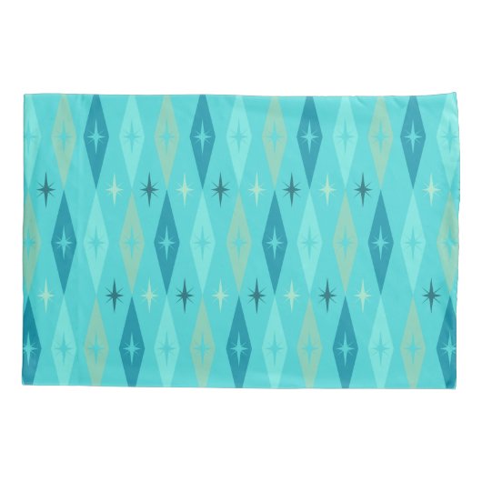 Atomic Diamonds Stars Turquoise uit 1950 Kussensloop (Achterkant)