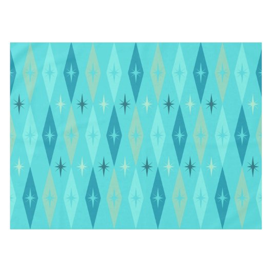 Atomic Diamonds Stars Turquoise uit 1950 Tafelkleed (Voorkant (Horizontaal))