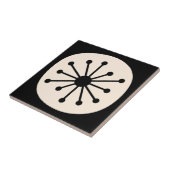 Atomic Dot Mid Century Modern Retro Zwart & Crème Tegeltje (Zijkant)