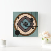 Atomic Era Abstract Art 'Coaster' Vierkante Klok (Huis)