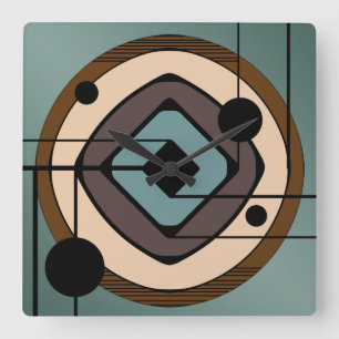 Atomic Era Abstract Art 'Coaster' Vierkante Klok