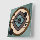 Atomic Era Abstract Art 'Coaster' Vierkante Klok (Hoek)