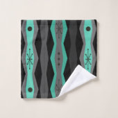 Atomic Era Abstract Columns Black Turquoise Bad Handdoek (Wasdoekje)