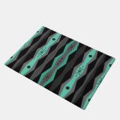 Atomic Era Abstract Columns Black Turquoise Deurmat (Schuin)