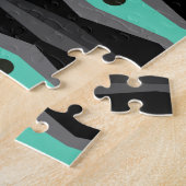 Atomic Era Abstract Columns Black Turquoise Legpuzzel (Zijkant)