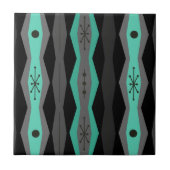 Atomic Era Abstract Columns Black Turquoise Tegeltje (Voorkant)