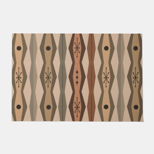 Atomic Era Abstract Columns Brown Deurmat (Voorkant)