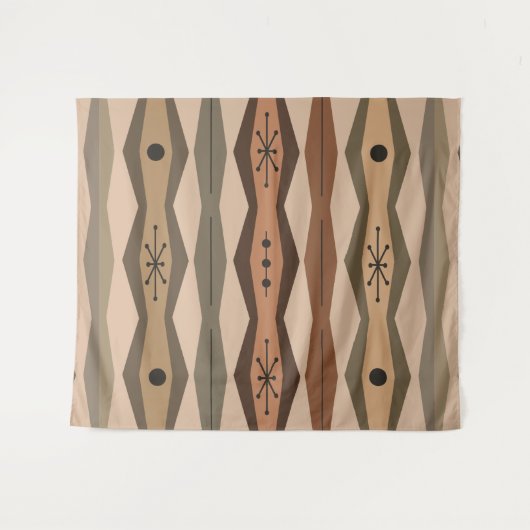 Atomic Era Abstract Columns Brown Wandkleed (Voorkant (horizontaal))