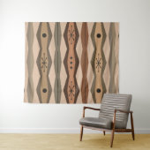Atomic Era Abstract Columns Brown Wandkleed (In Situ (horizontaal))