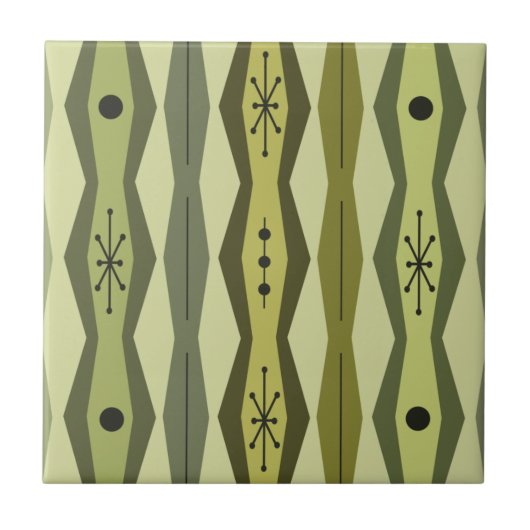 Atomic Era Abstract Columns Green Chartreuse Tegeltje (Voorkant)