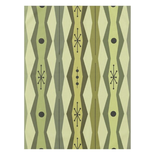 Atomic Era Abstract Kolommen Groene Chartreuse Tafelkleed (Voorkant)