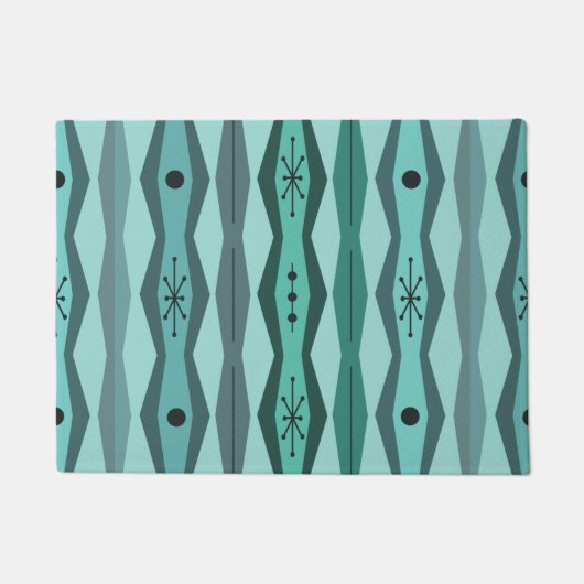 Atomic Era Abstracte kolommen Turquoise Deurmat (Voorkant)