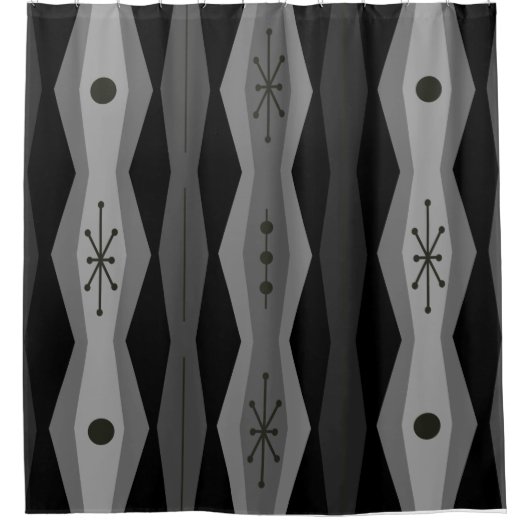 Atomic Era Abstracte kolommen zwart grijs Douchegordijn (Voorkant)