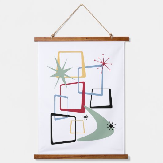 Atomic Era Abstracte Pleinen Midden-Eeuw Hangend Wandkleed (Voorkant)