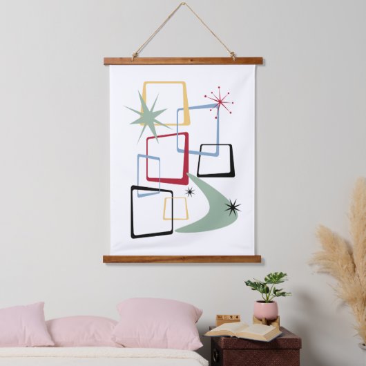 Atomic Era Abstracte Pleinen Midden-Eeuw Hangend Wandkleed (Slaapkamer)