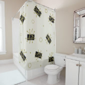 Atomic Era Brushes Sputnik Starbursts Douchegordijn (In situ)