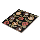 Atomic Era Flowers Art Black Colorful Tegeltje (Zijkant)