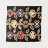 Atomic Era Flowers Art Black Colorful Wandkleed (Voorkant (horizontaal))