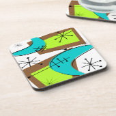 Atomic Era Geïnspireerd Boemerang-ontwerp Bier Onderzetter (Linkerzijde)